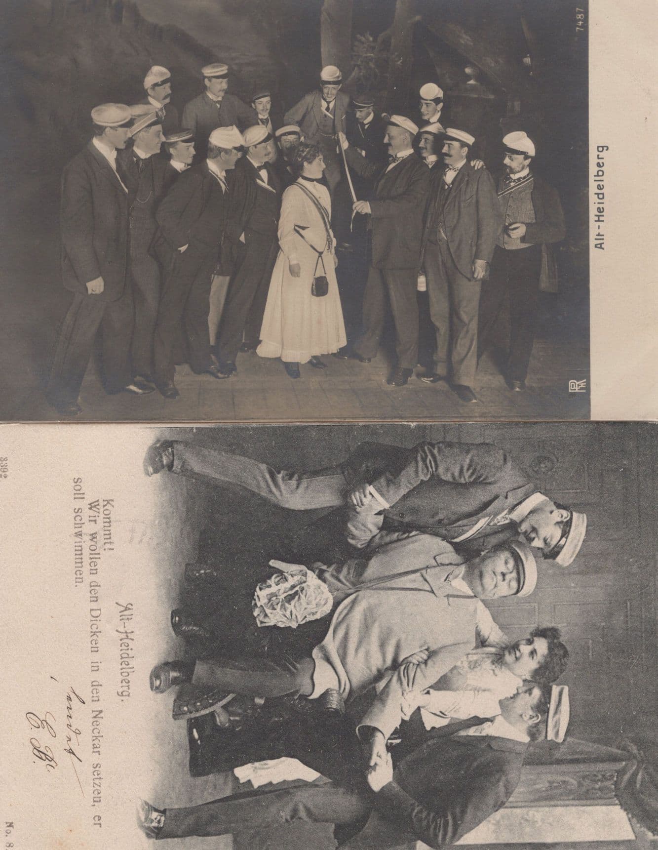 Heidelberg Military Cadet Sailors Party Drunk 2x German Postcard s