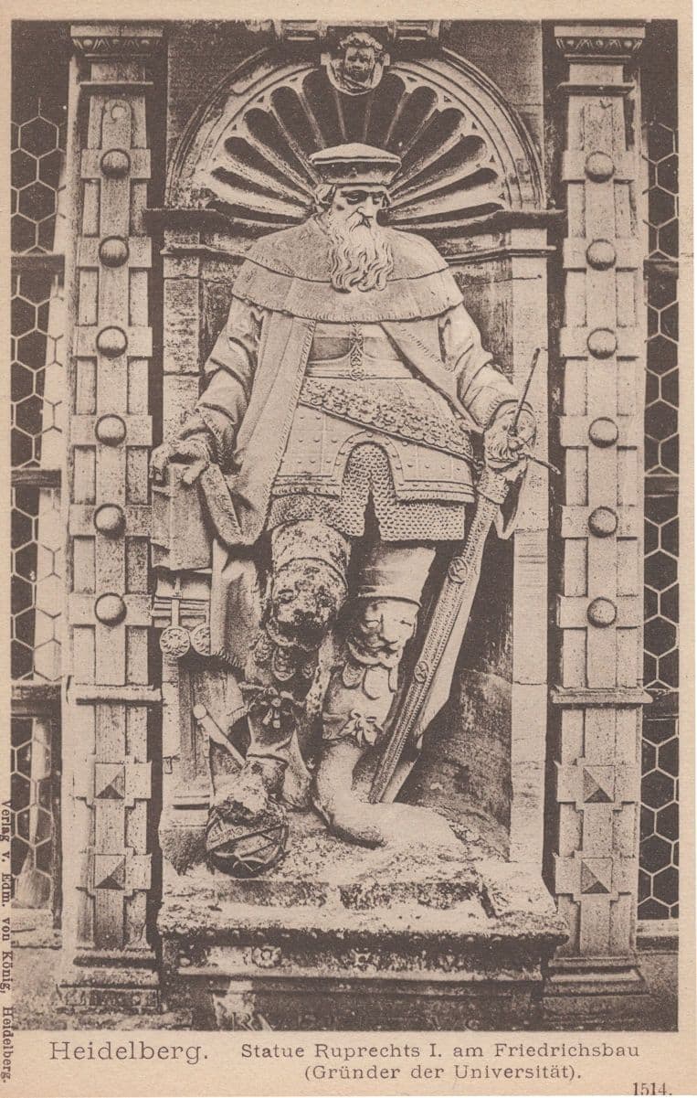 Heidelberg Statue Ruprechts AM Freidrichsbau Old Postcard