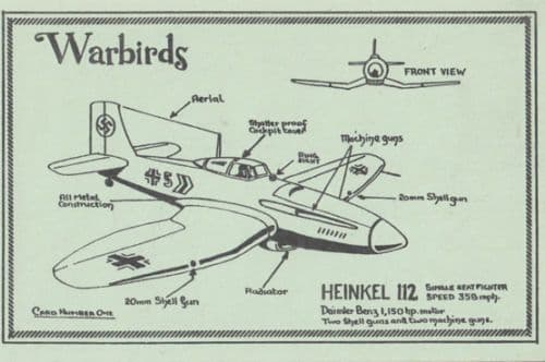 Heinkel 112 WW2 Military Bomber Plane Limited Edition Postcard