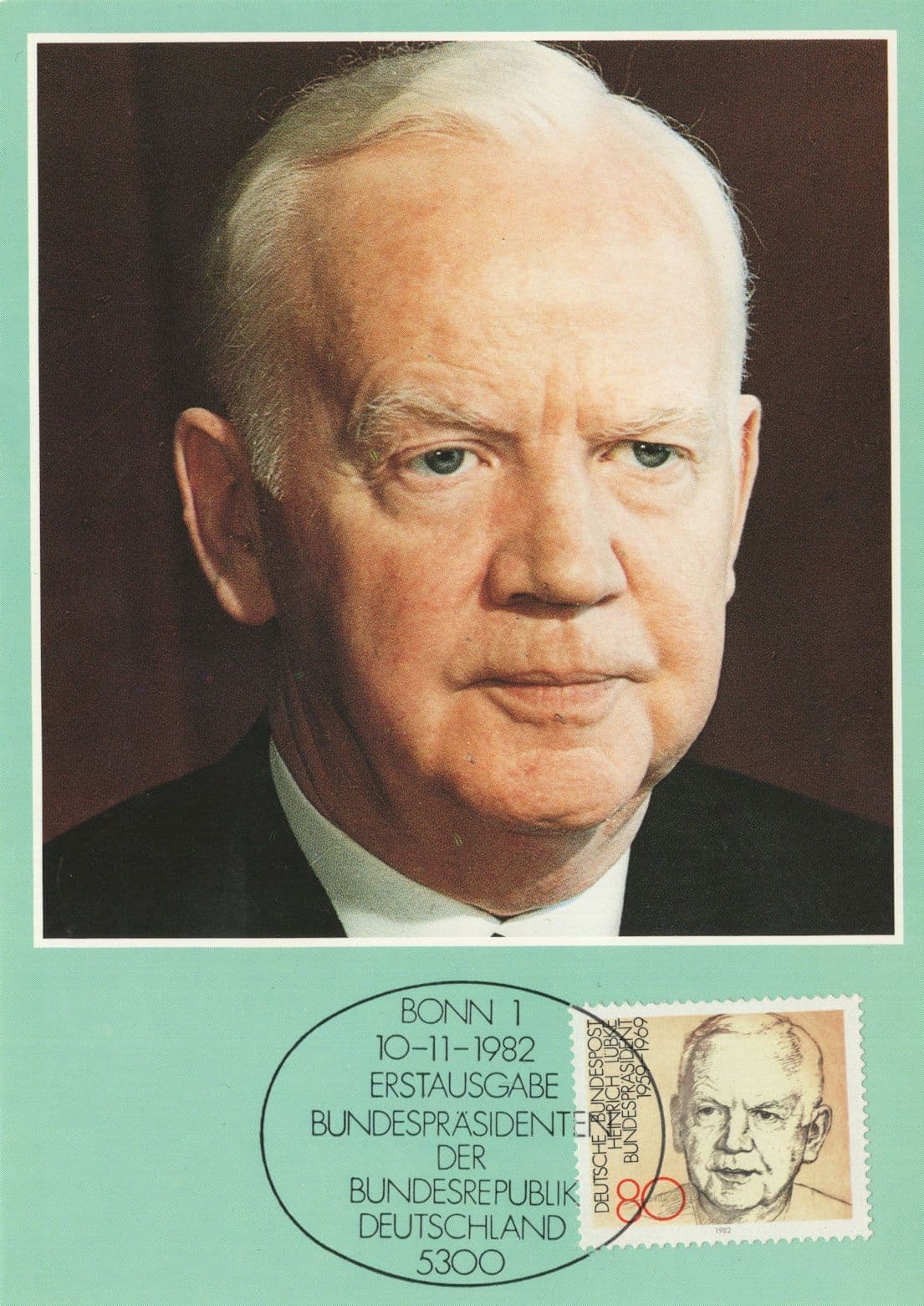 Heinrich Lubke West German President Politician FDC Postcard