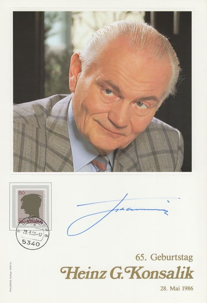 Heinz Konsalik WW2 German Book Author Hand Signed FDC Photo