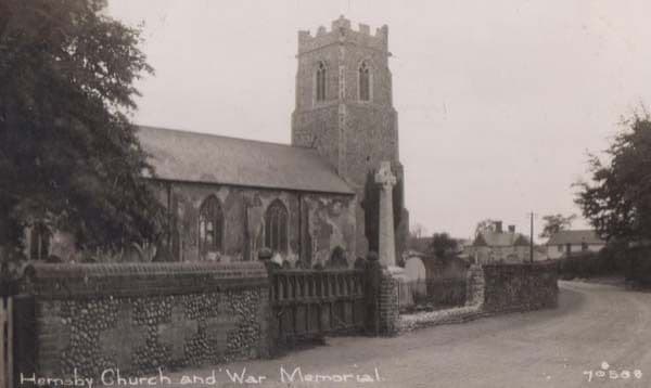 Hemsby WW1 War Memorial Norfolk Church Vintage Postcard