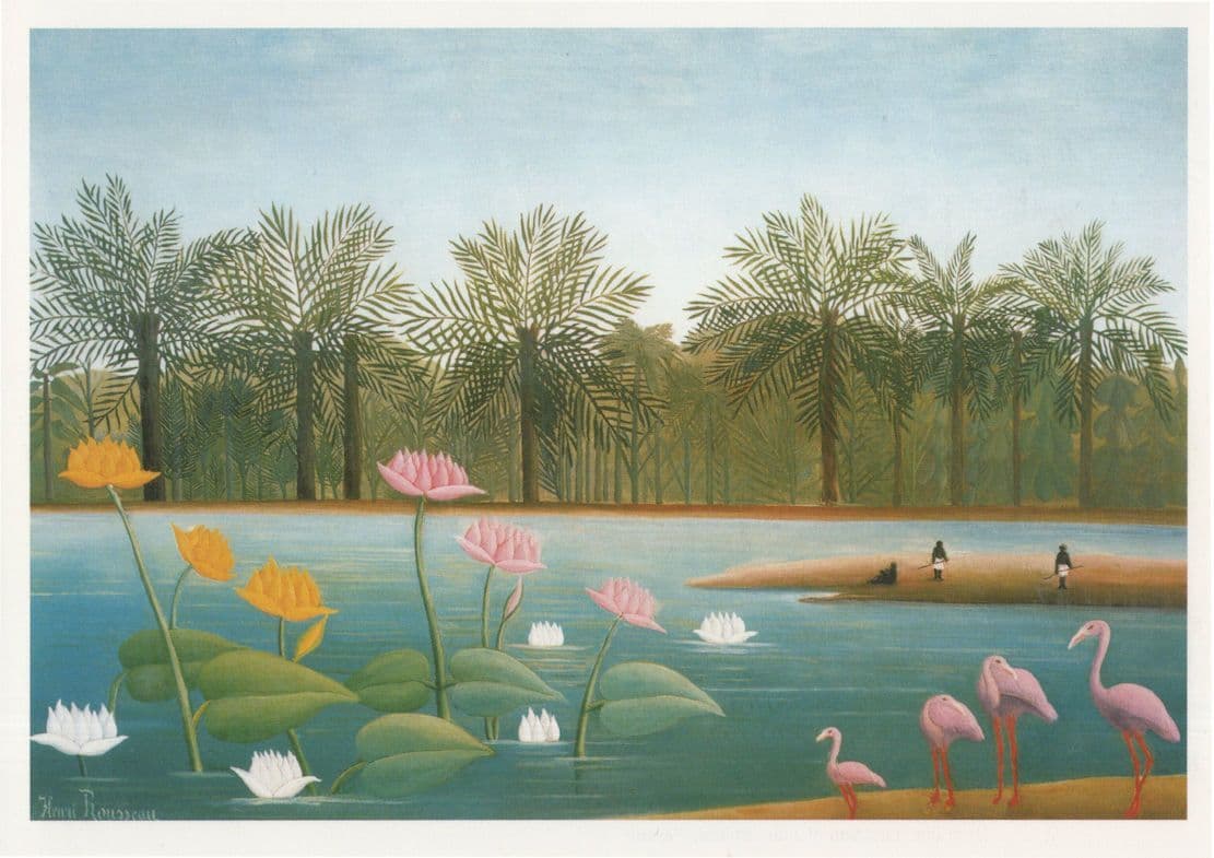 Henri Rousseau The Flamingos Painting Postcard