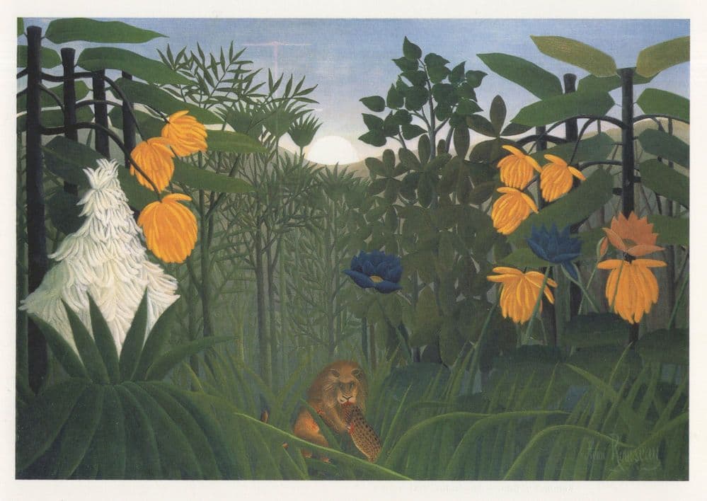 Henri Rousseau The Repast Of The Lion Painting Postcard
