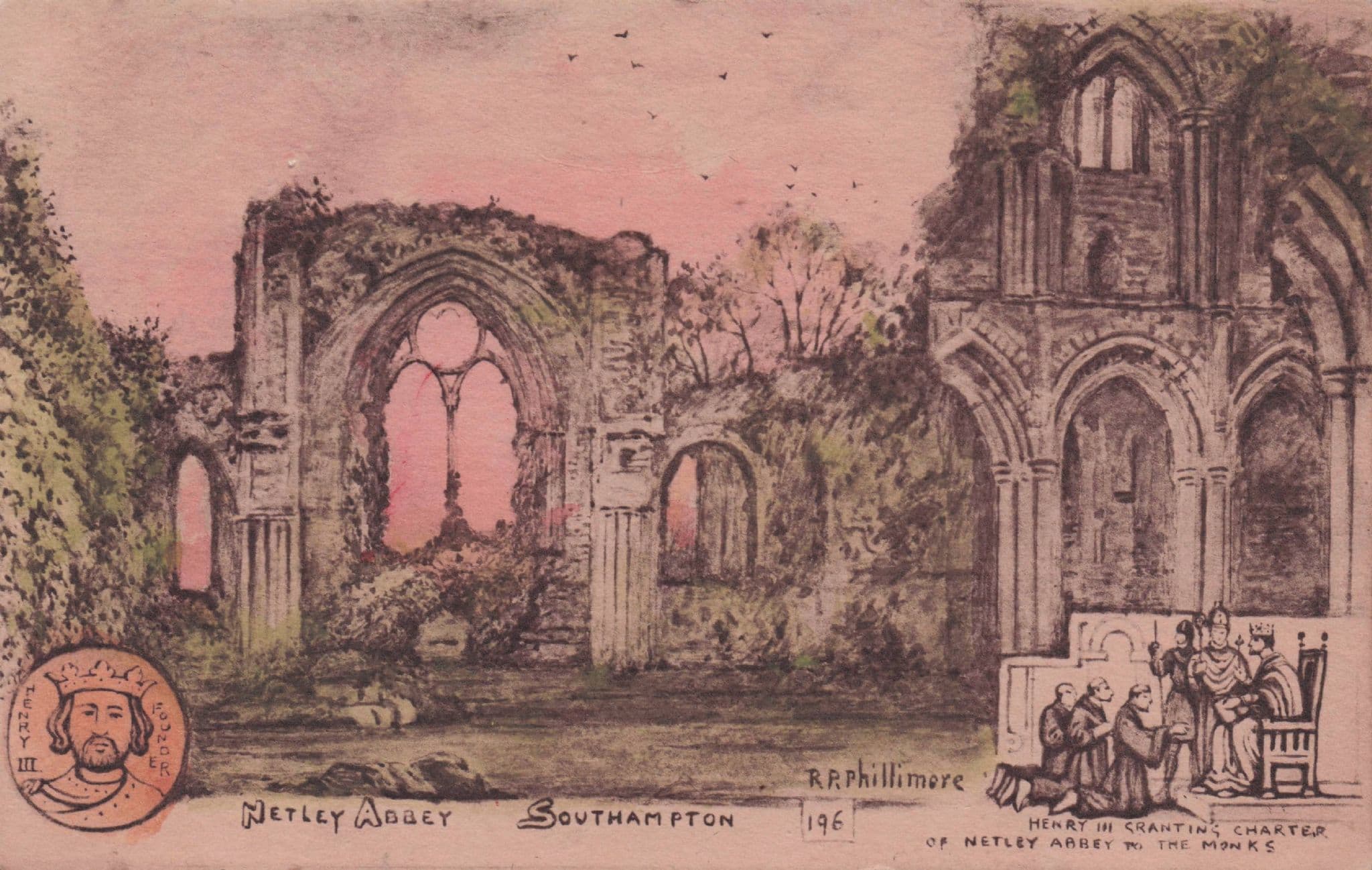 Henry III Charter Netley Abbey Southampton Phillimore Old Postcard