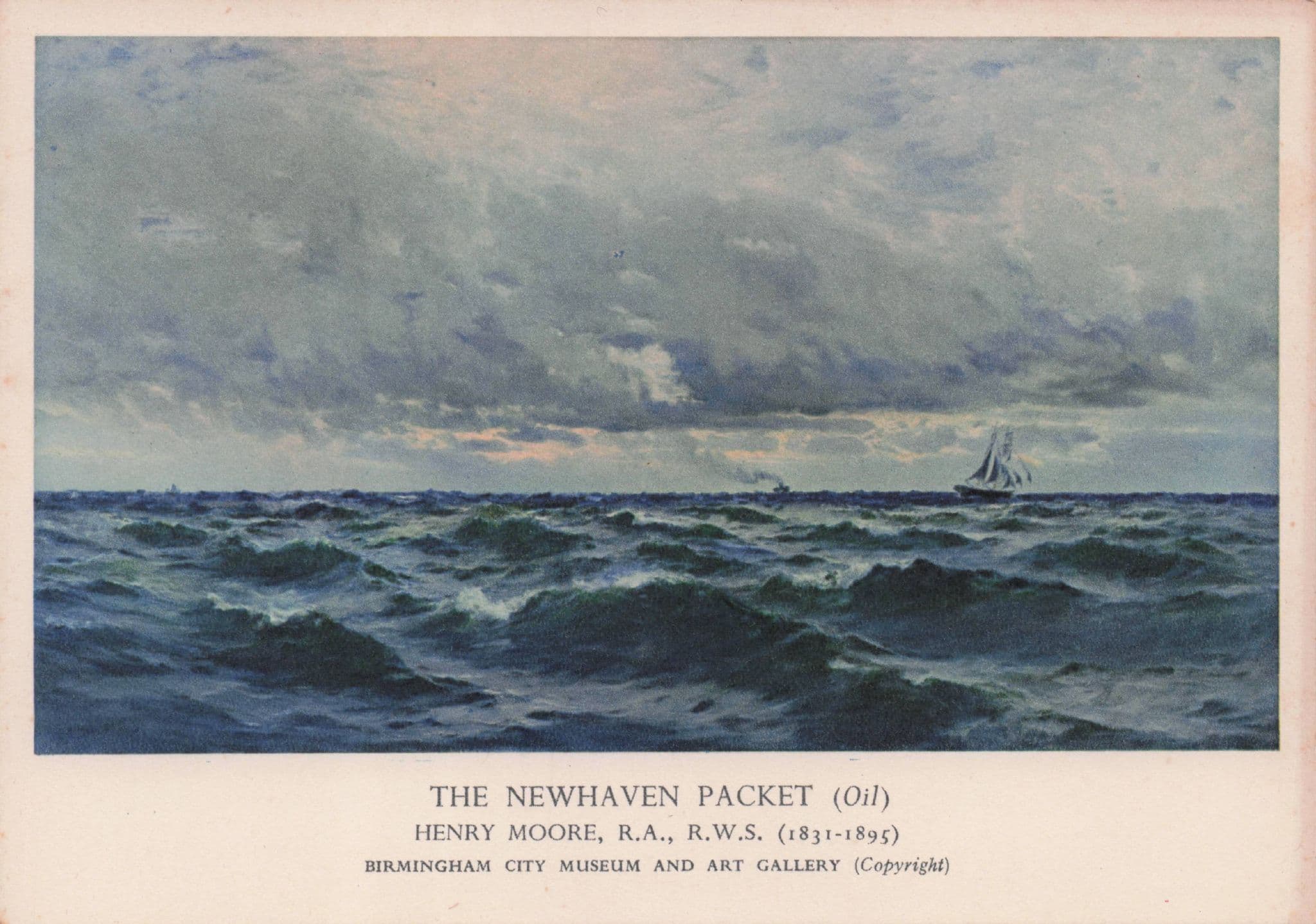 Henry Moore The Newhaven Packet Ship Oil Painting Vintage Postcard