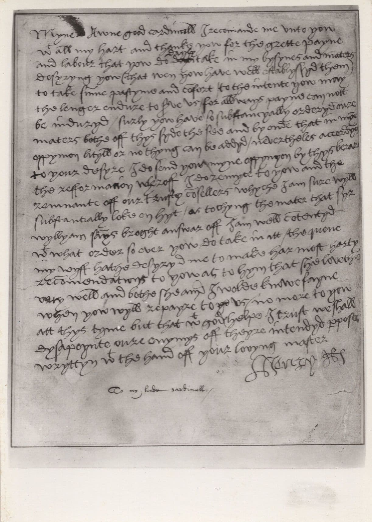 Henry VIII Antique Real Photo Letter To Cardinal Wolney Postcard