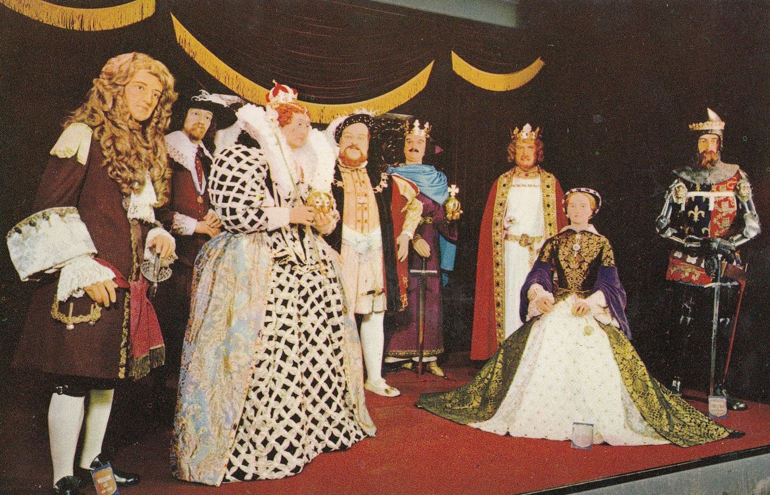 Henry VIII Charles I William III Mary Louis Tussauds Waxwork Museum Postcard