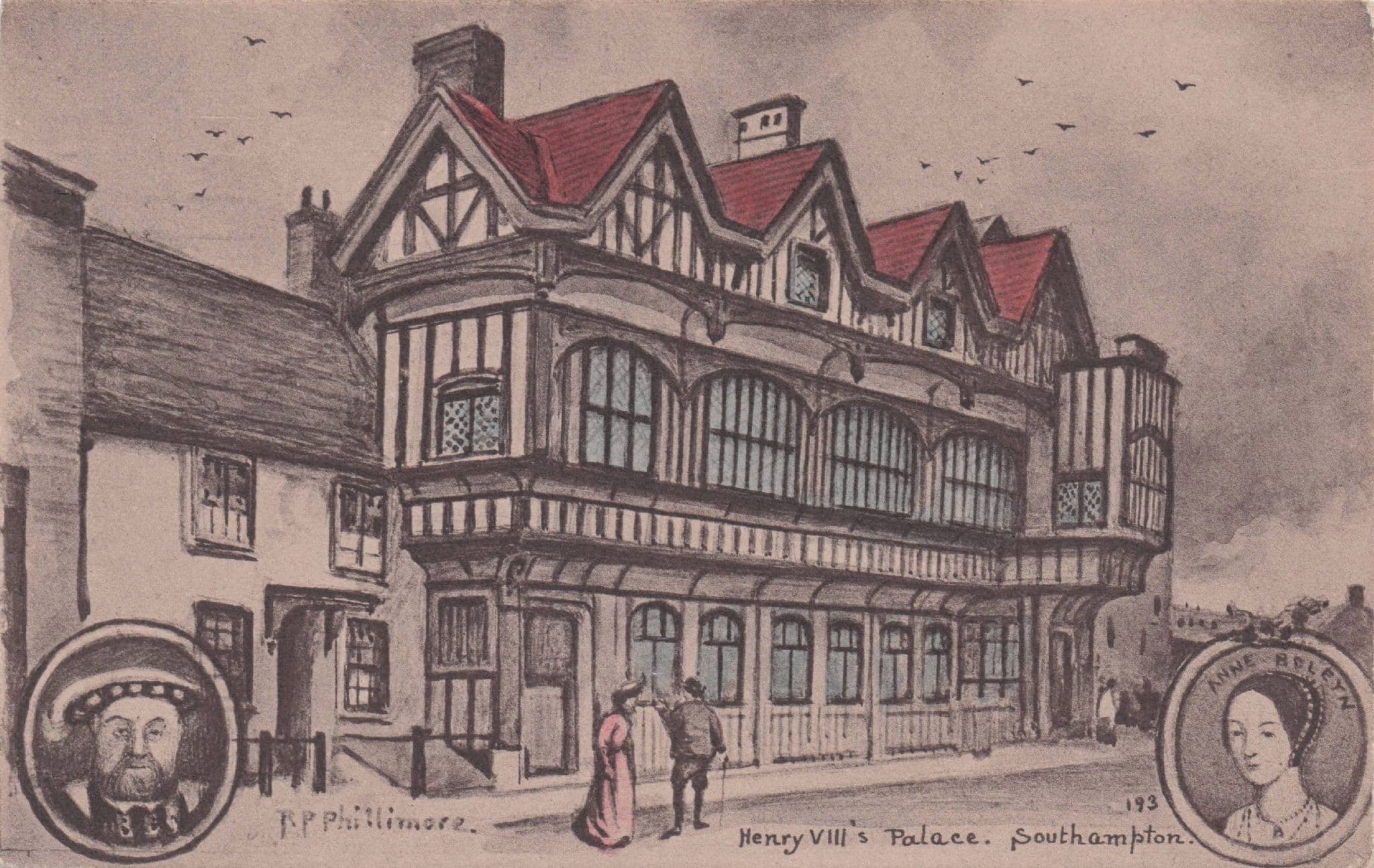 Henry VIII Palace Southampton Anne Boleyn Phillimore Old Postcard