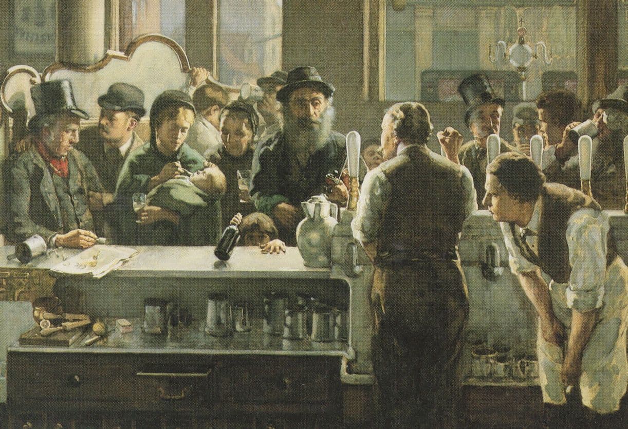 Henshall Behind The Bar Victorian London Pub Painting Postcard