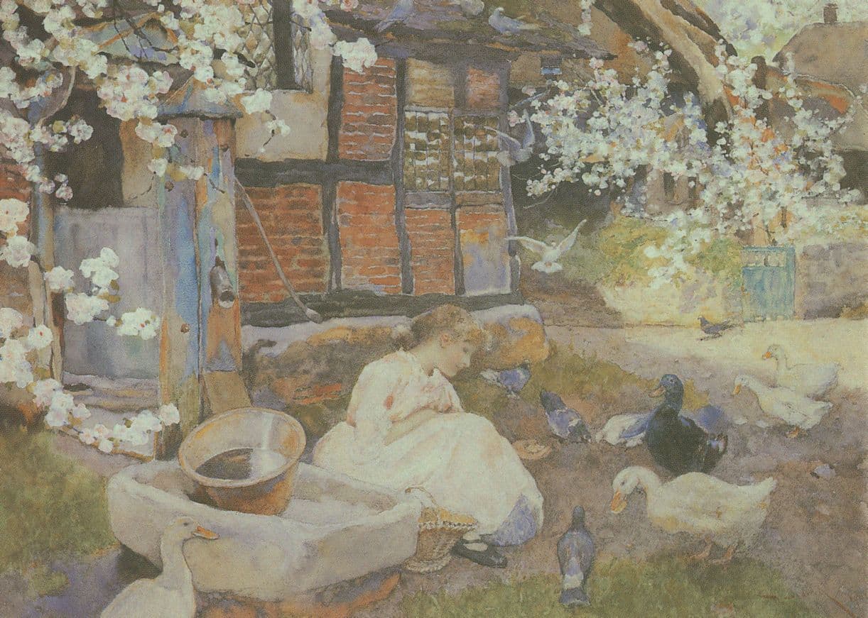 Her Favourites David Woodlock Girl Sleeping In Farm Painting Postcard