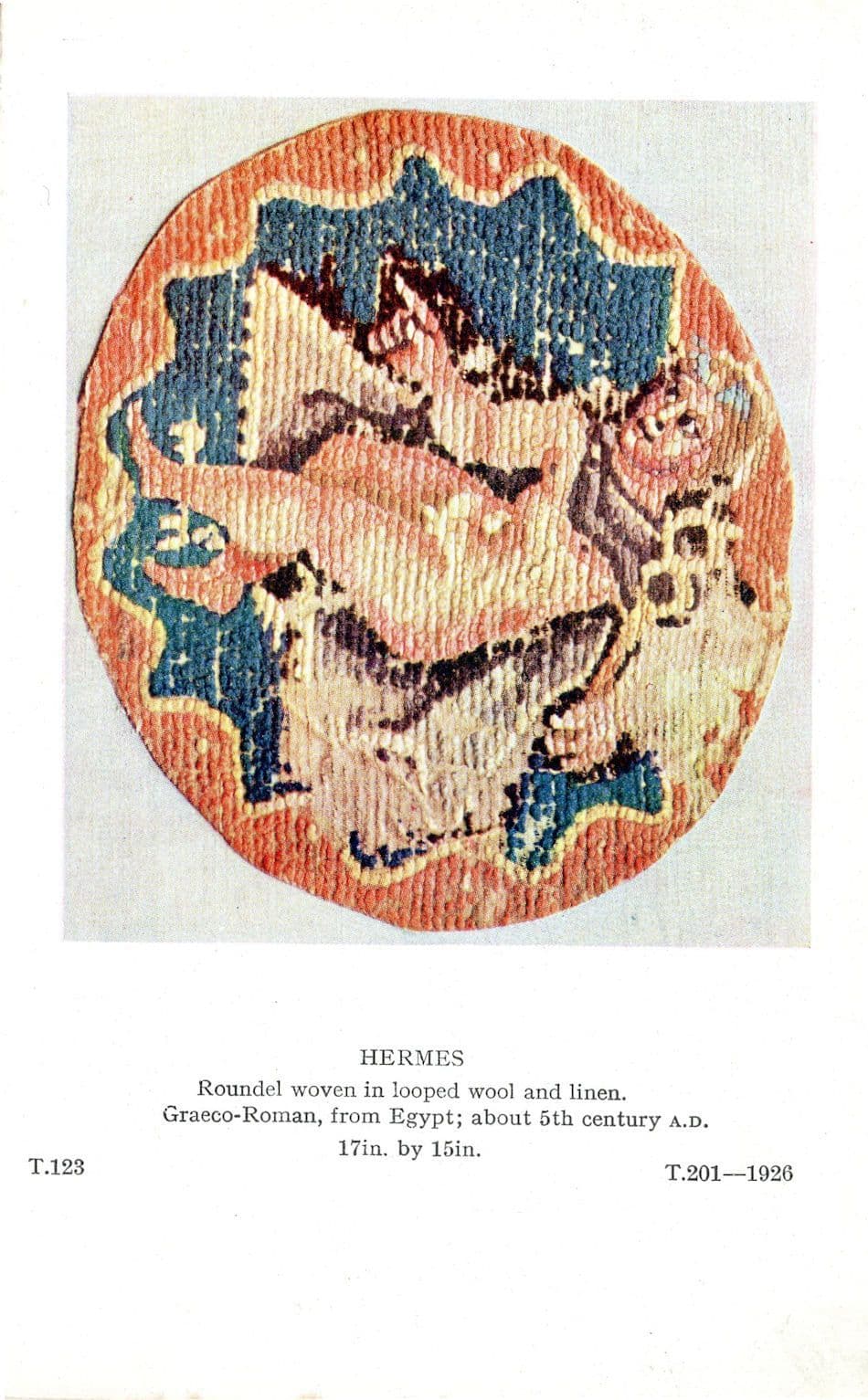 Hermes Greek Roman Antique Embroidered Roundel Old Postcard