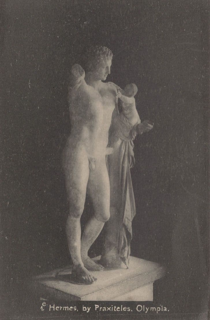 Hermes Statue by Praxiteles Olympia Greek Old Postcard