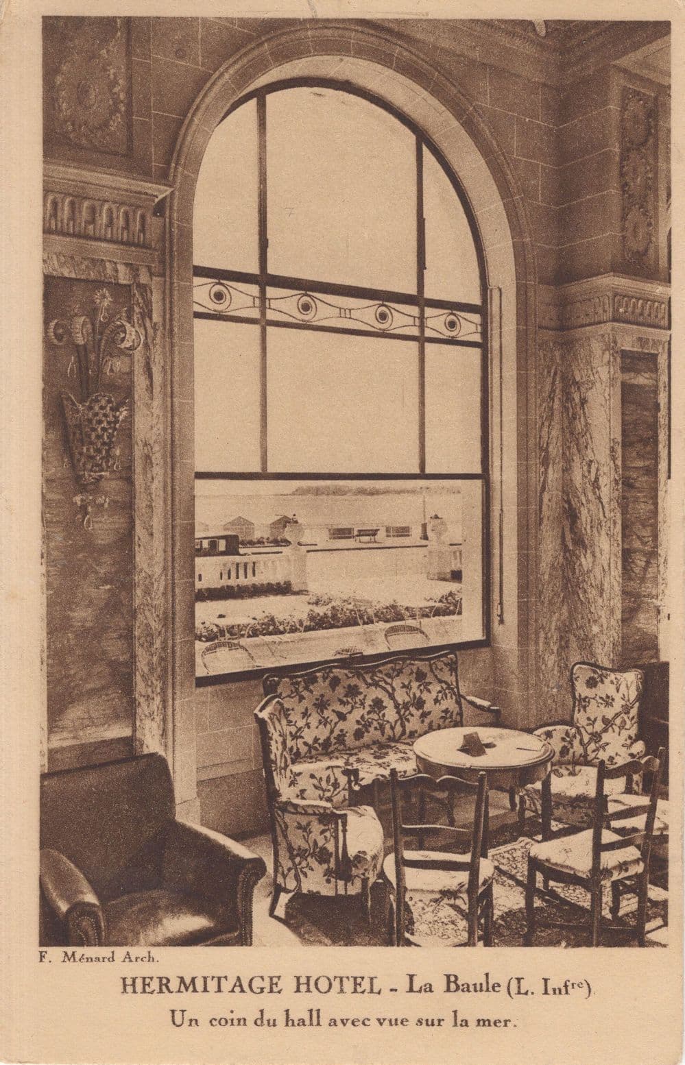 Hermitage Hotel Baule Restaurant Window Seating Old French Postcard