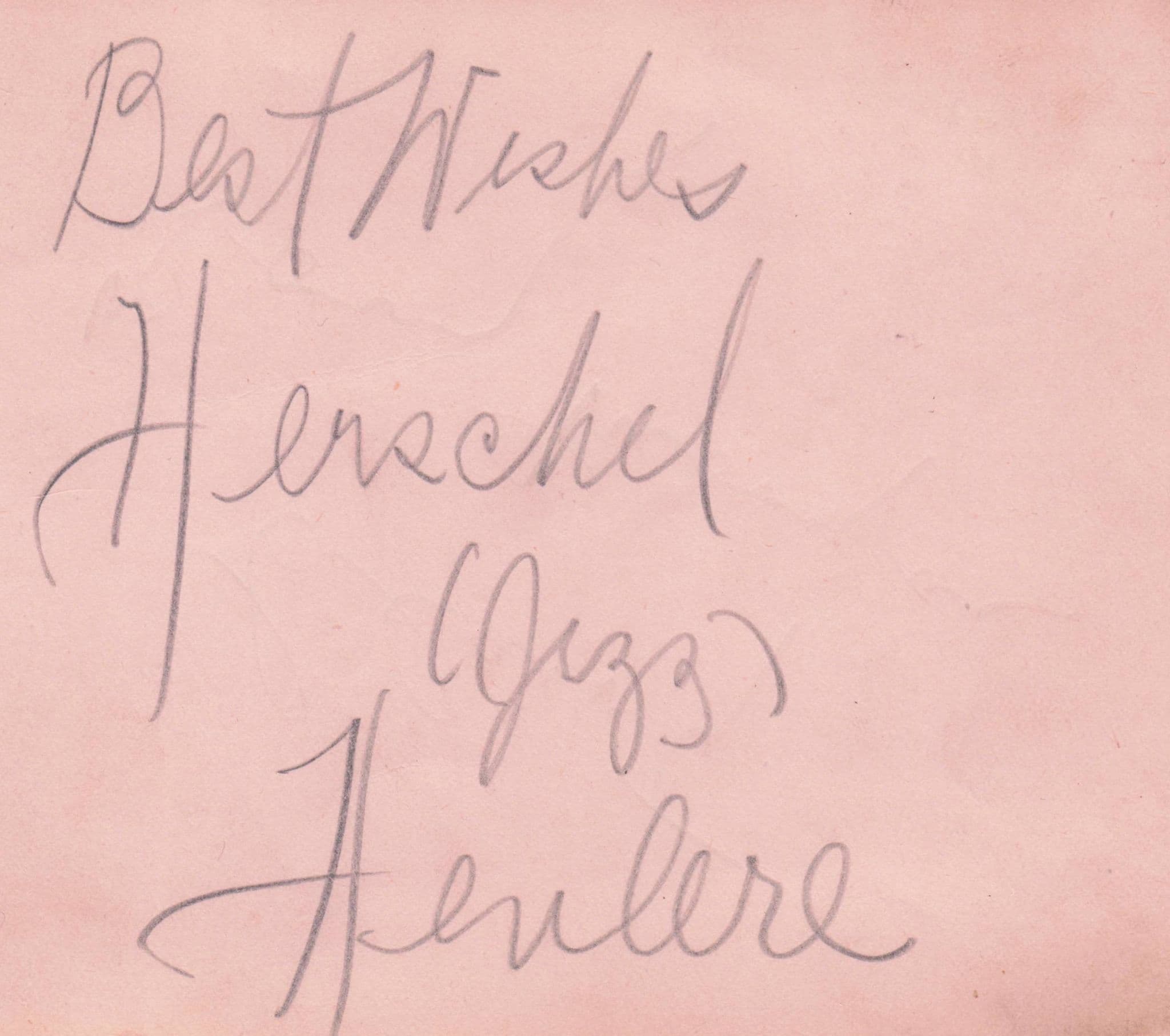 Herschel Henlere Canadian Old Pianist Tony Morgan Hand Signed Autograph Page