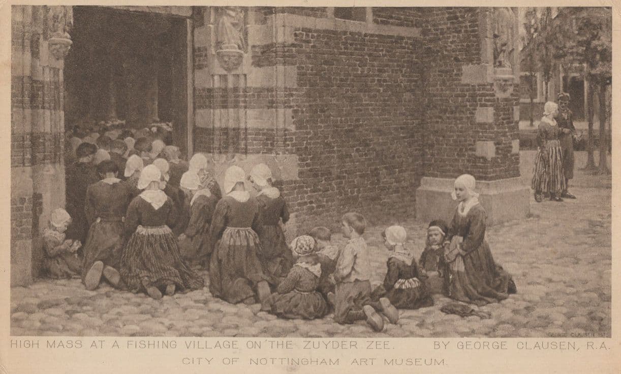 High Mass At A Fishing Village On The Zhyder Zee RSA Old Postcard