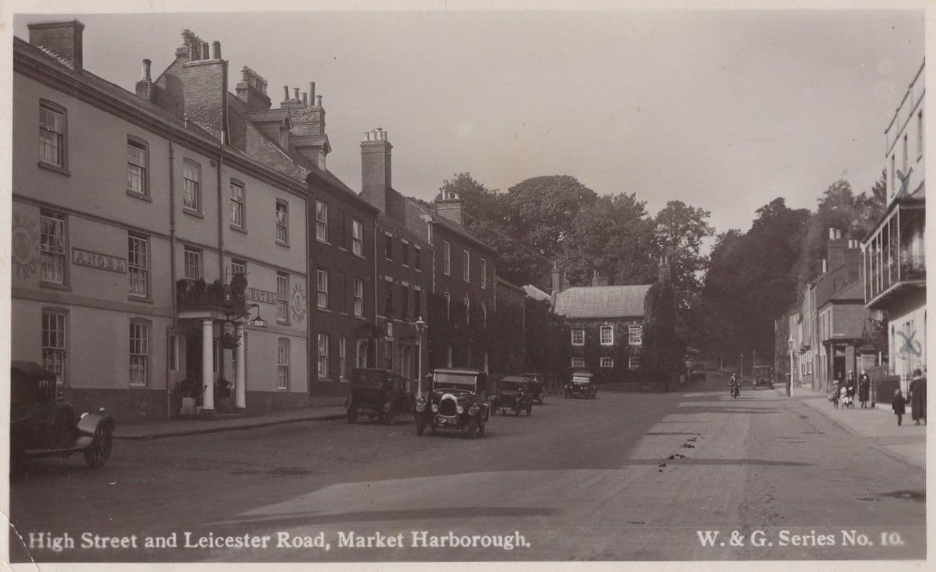 High Street Market Harborough Leicester Real Photo Postcard