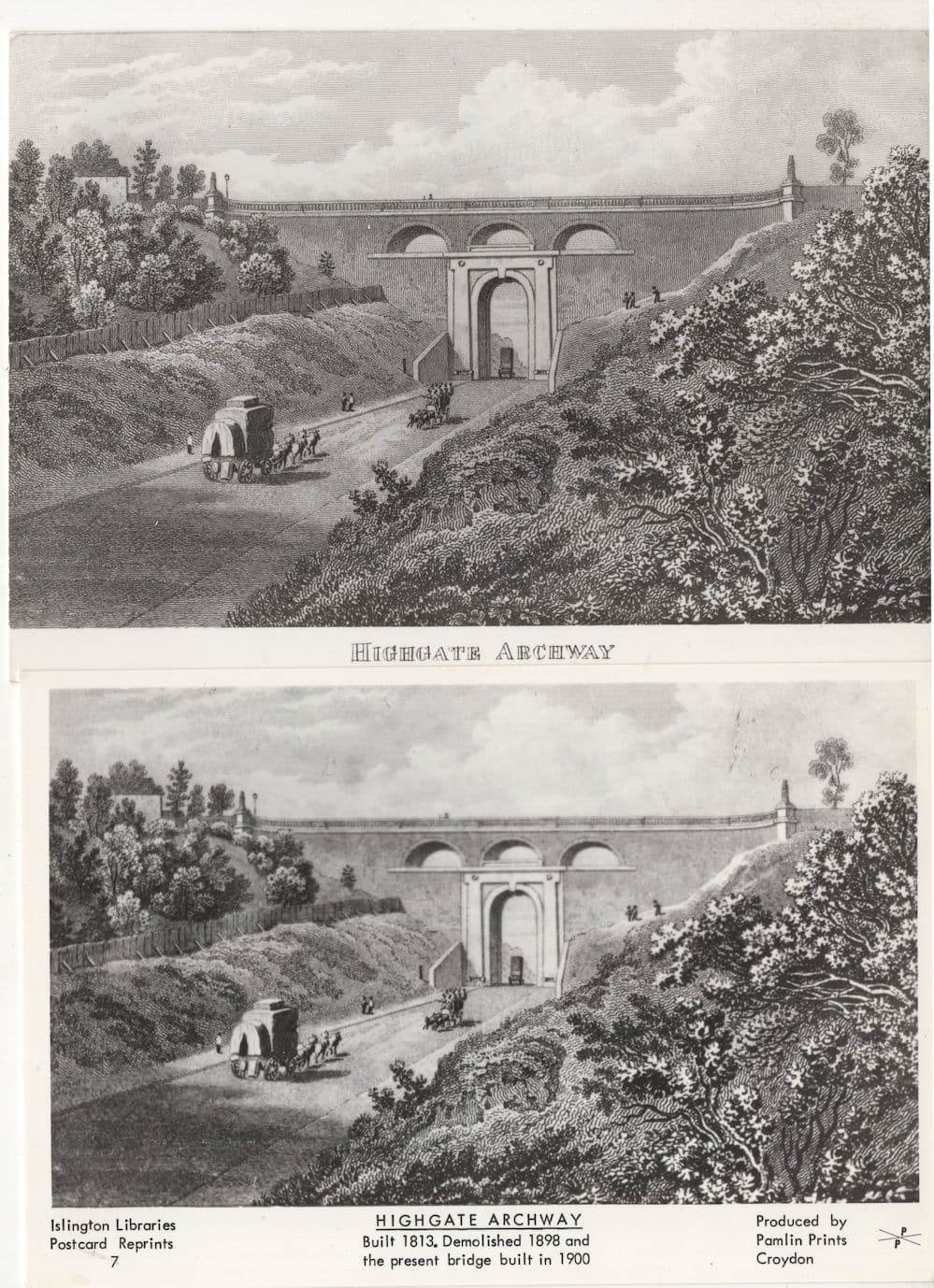 Highgate Archway 2x London Postcard s