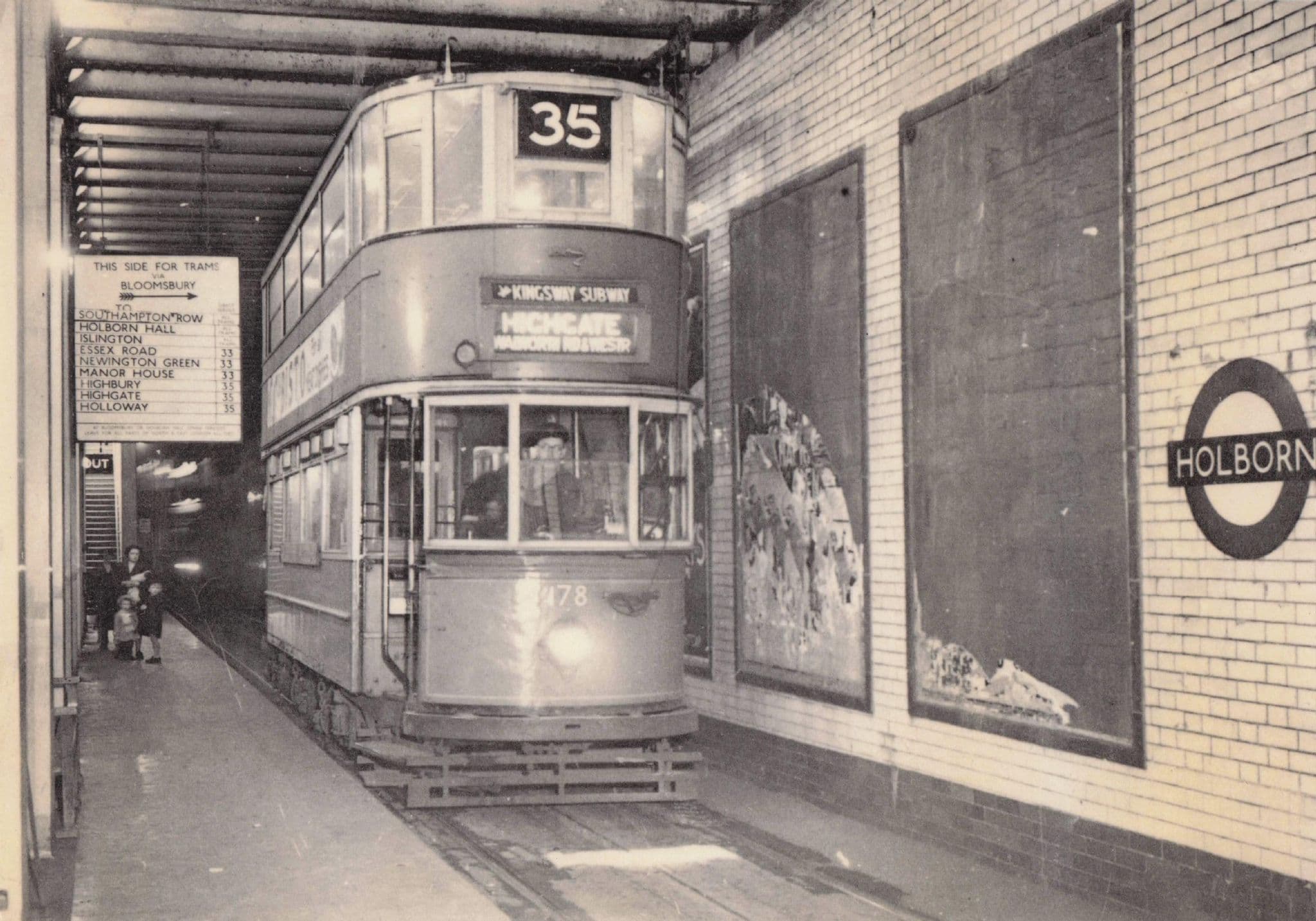 Highgate Train at Holborn Tram Station in 1952 Photo London Postcard