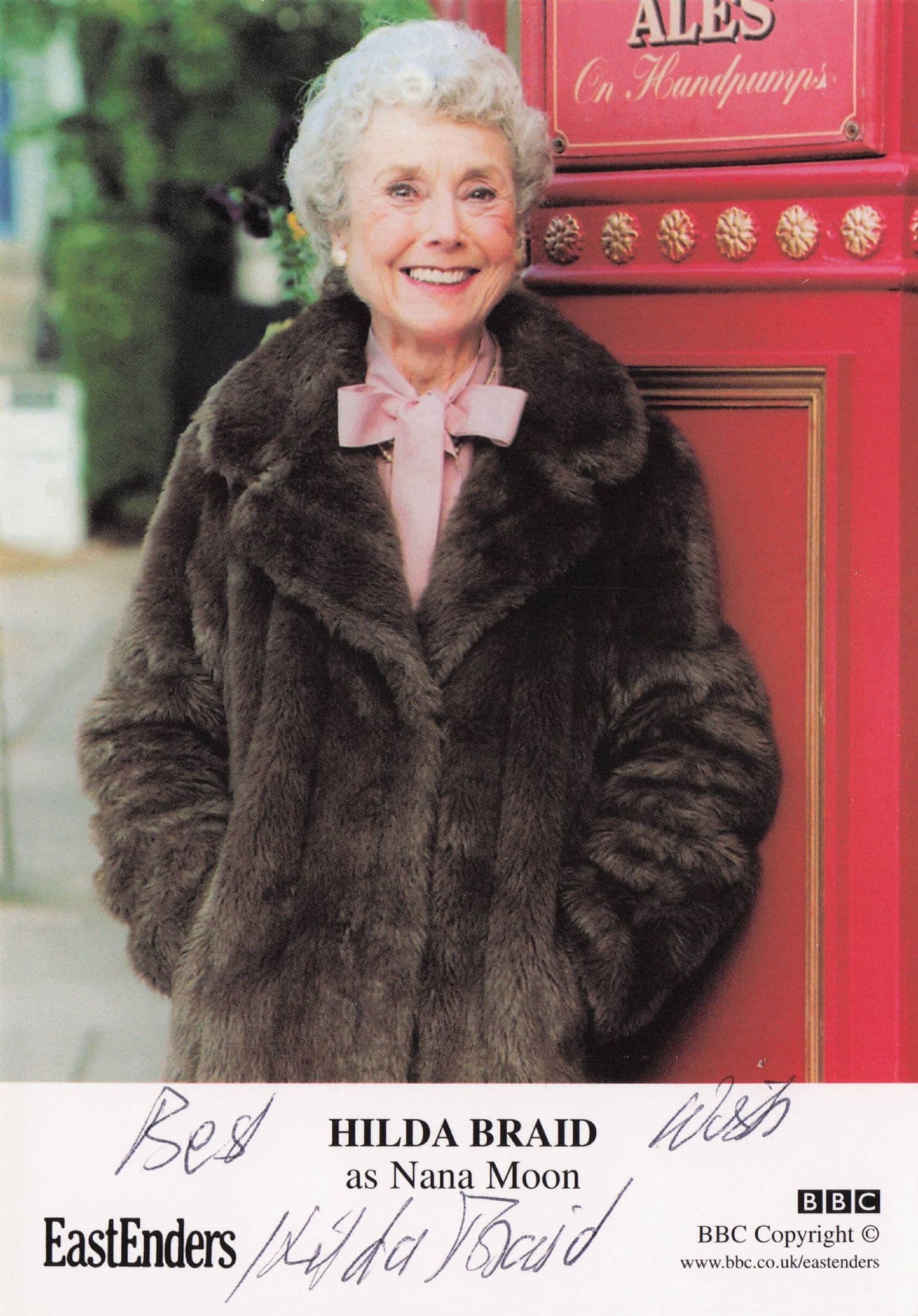 Hilda Braid as Nana Moon Eastenders BBC Hand Signed Cast Card Photo