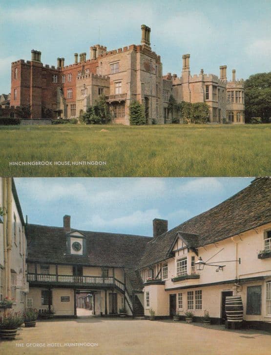 Hinchingbrook House George Hotel Huntingdon 1960s 2x Postcard s