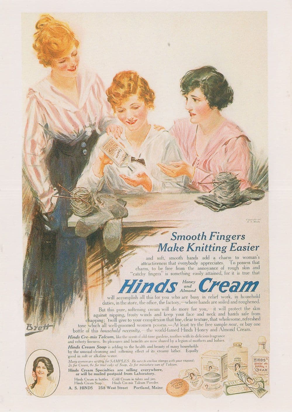 Hinds Knitting Sewing Hand Cream Moisturiser Advertising Postcard