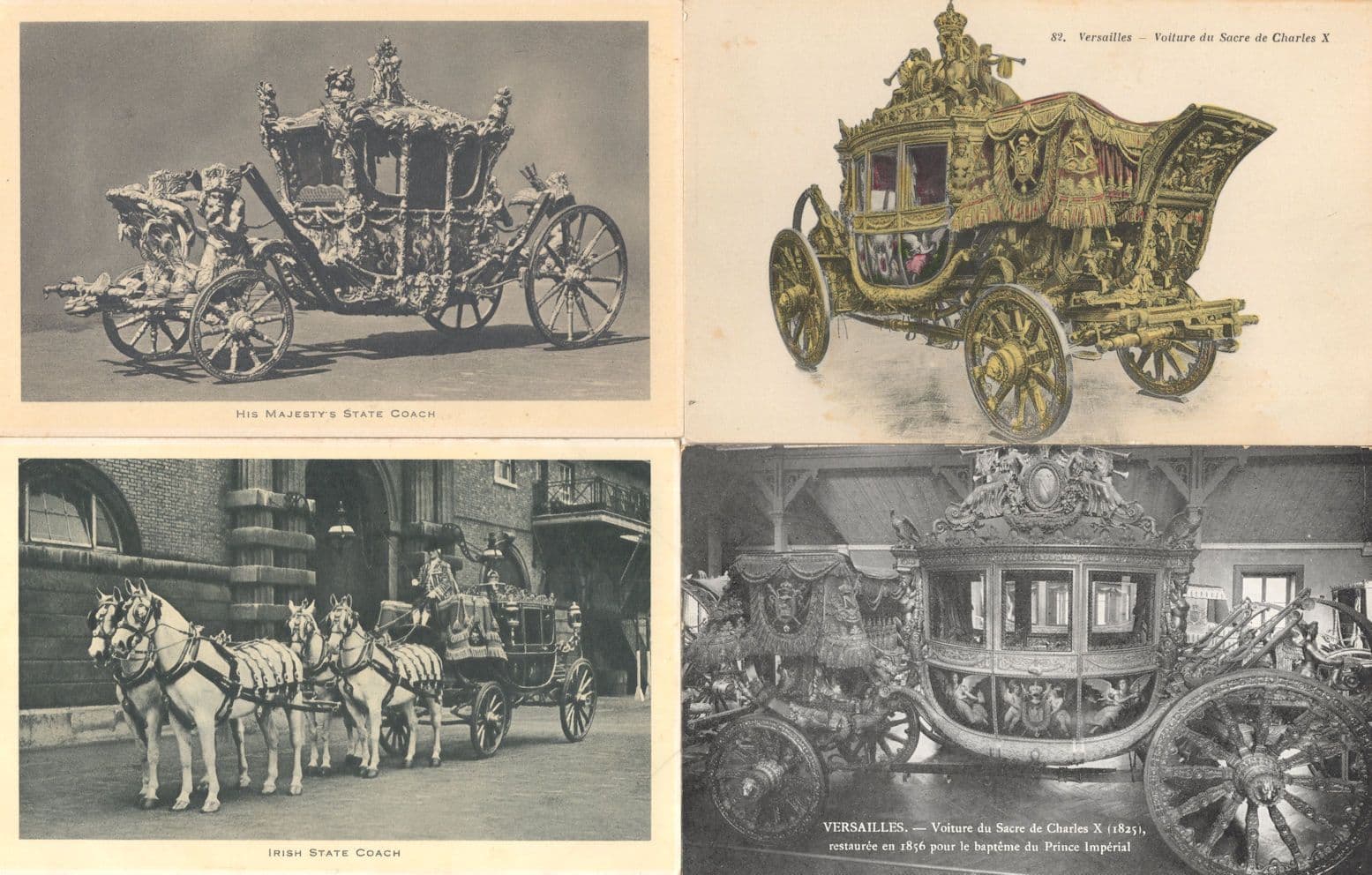 His Her Majesty's King Queen State Coach Royal Transport 4x Old Postcard s