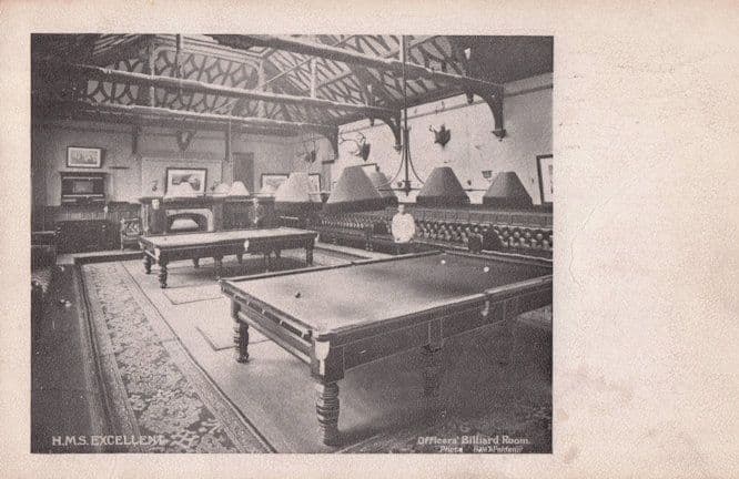 HMS Excellence Officers Billiard Room Old Ship Postcard