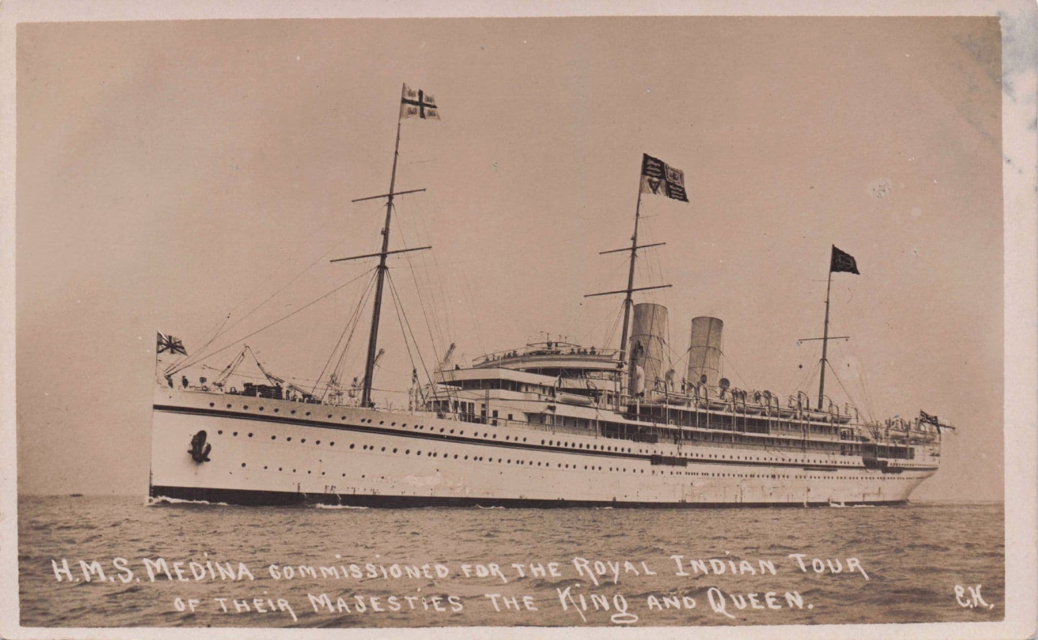 HMS Medina Royal Ship India Tour 1911 King George V Real Photo Postcard