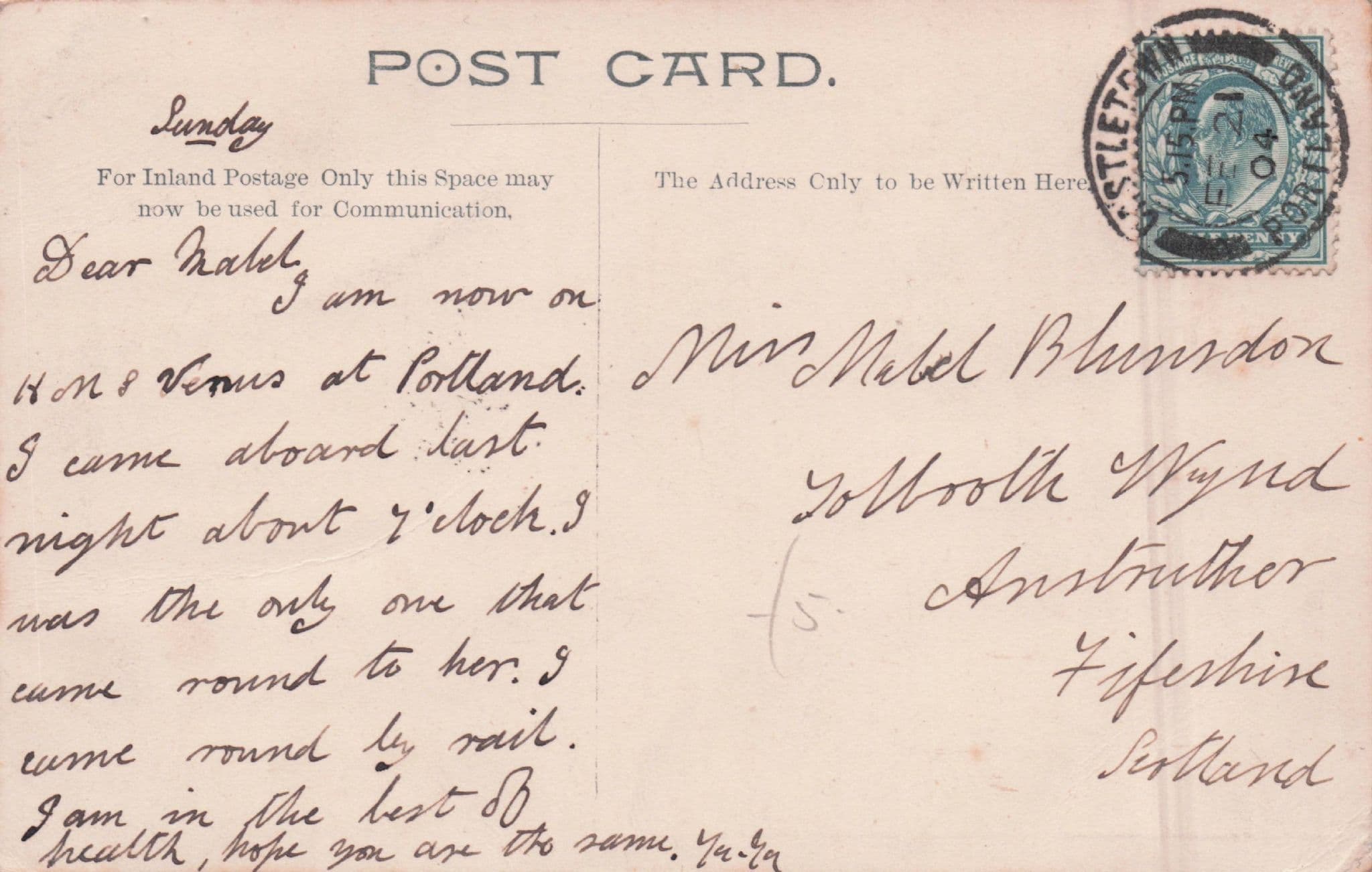 HMS Venus Ship at Portland Portsmouth Military Barracks Old Postcard