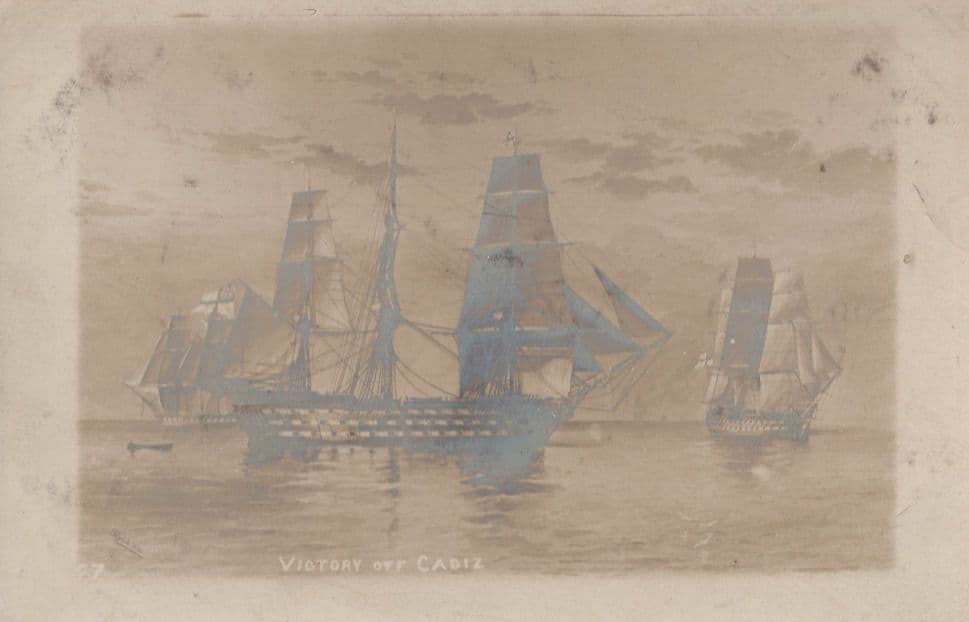 HMS Victory Ship At Cadiz Antique Postcard