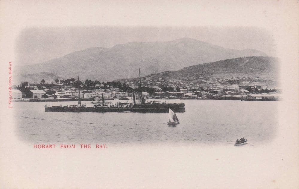 Hobart From The Bay Ships Boats Australia Old Postcard