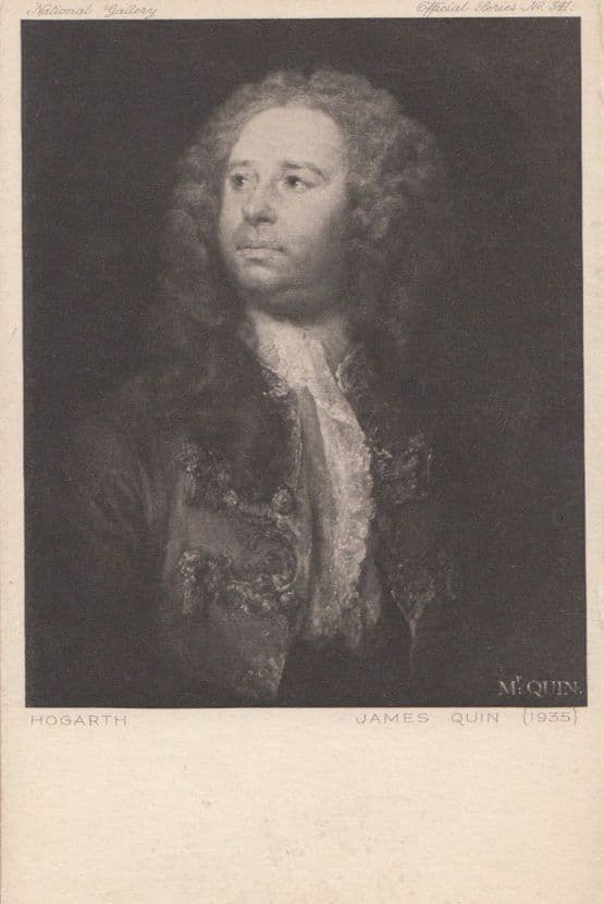 Hogarth James Quin Actor Portrait Painting Antique Postcard