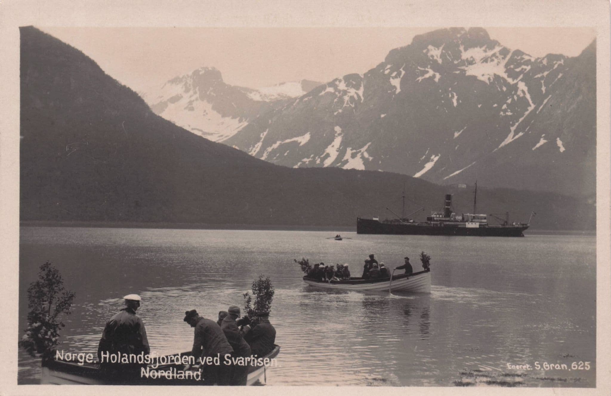 Holandsfjorden Ved Svartisen Boats Ship Norway Antique Postcard