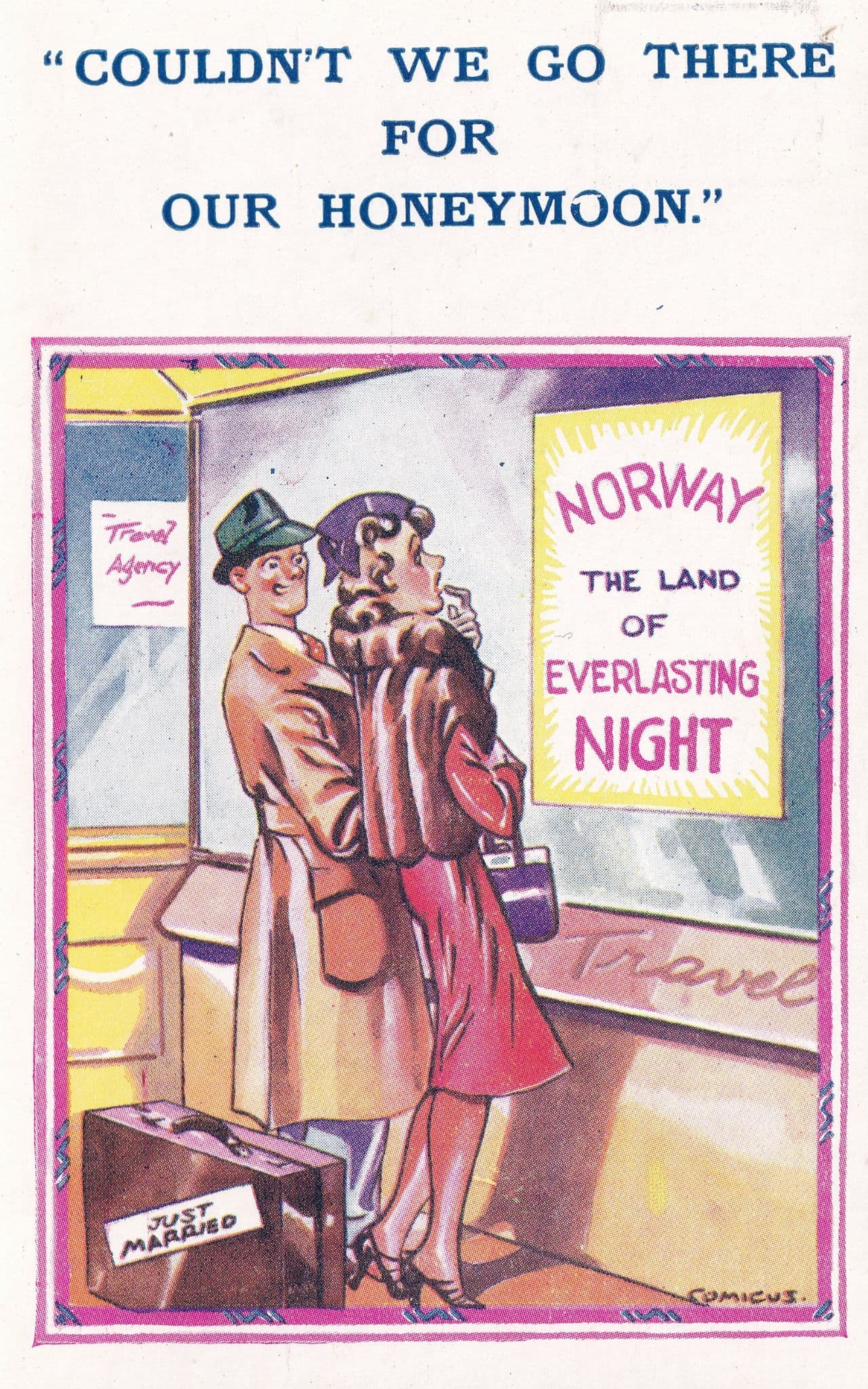 Holiday In Norway Honeymoon Comic Postcard