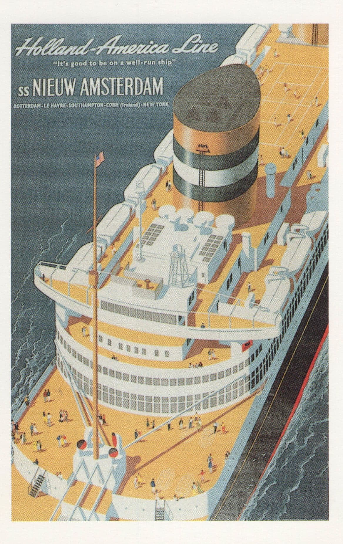 Holland America Line SS New Nieuw Amsterdam Ship Poster Postcard