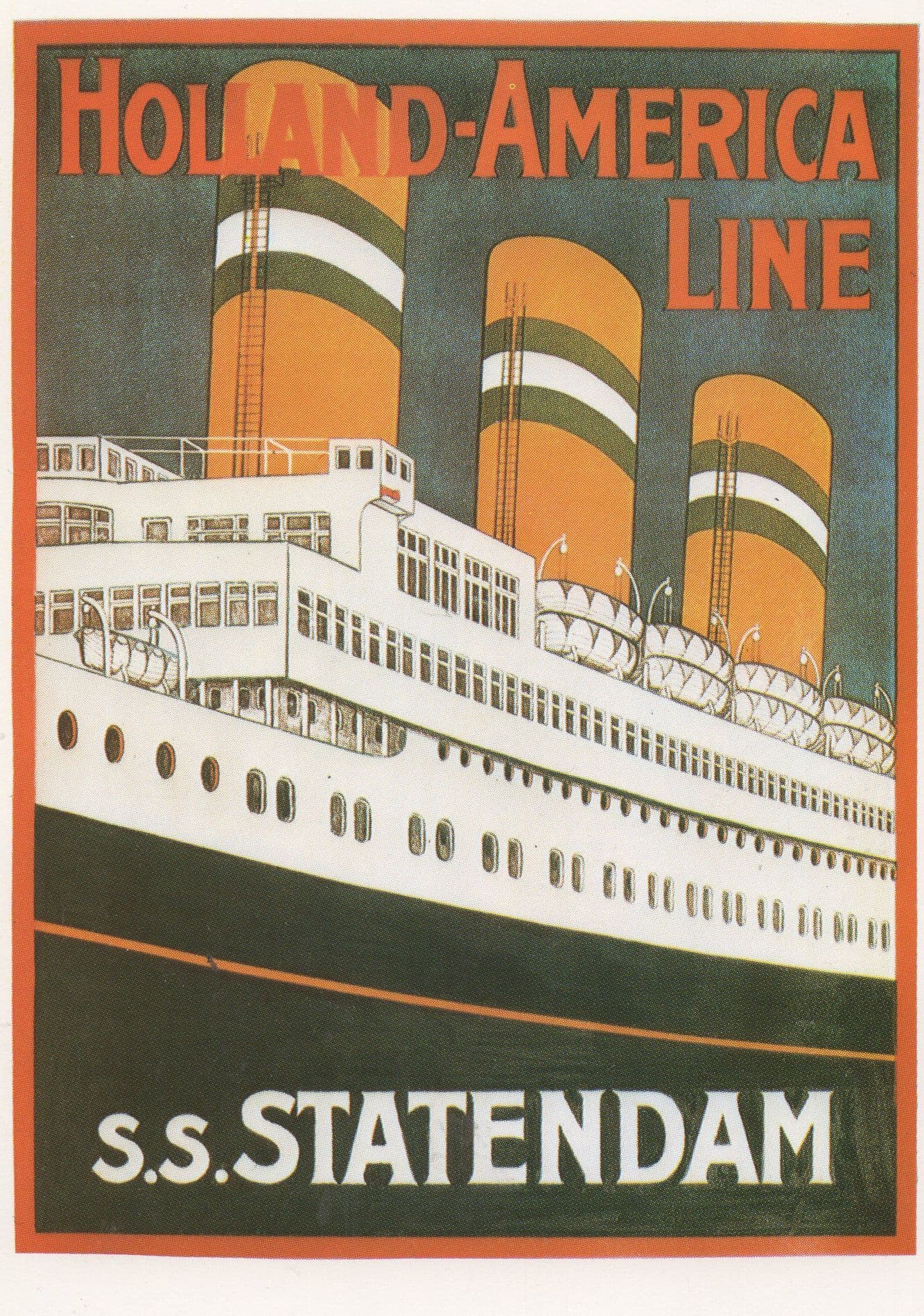 Holland American Line SS Statendam Ship Ferry Poster Postcard