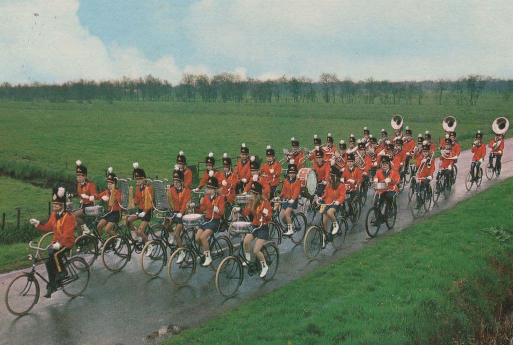 Holland Military Cyclists Procession Of Musicians Bikes Postcard