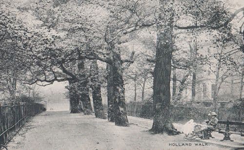 Holland Walk London Antique Park Bench & Pram Postcard