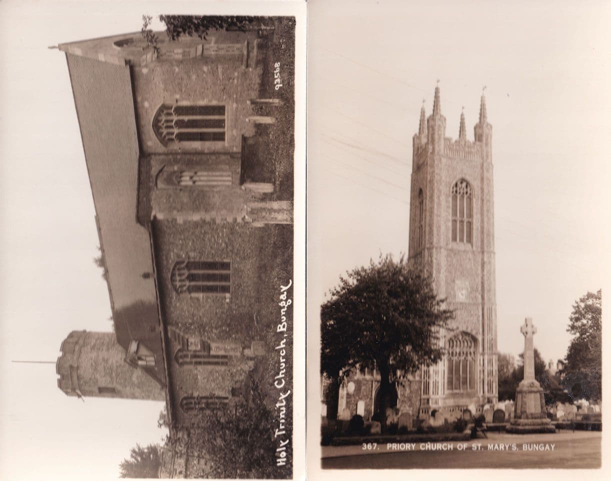 Holy Trinity Church Bungay St Marys 2x Old RPC Postcard s