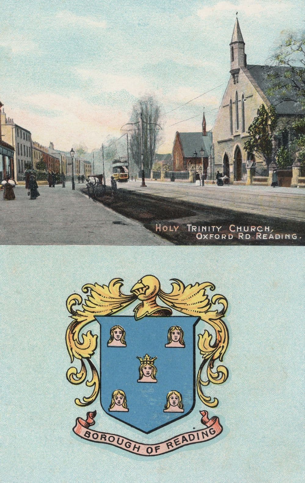 Holy Trinity Church Reading Berkshire Coat Of Arms Postcard