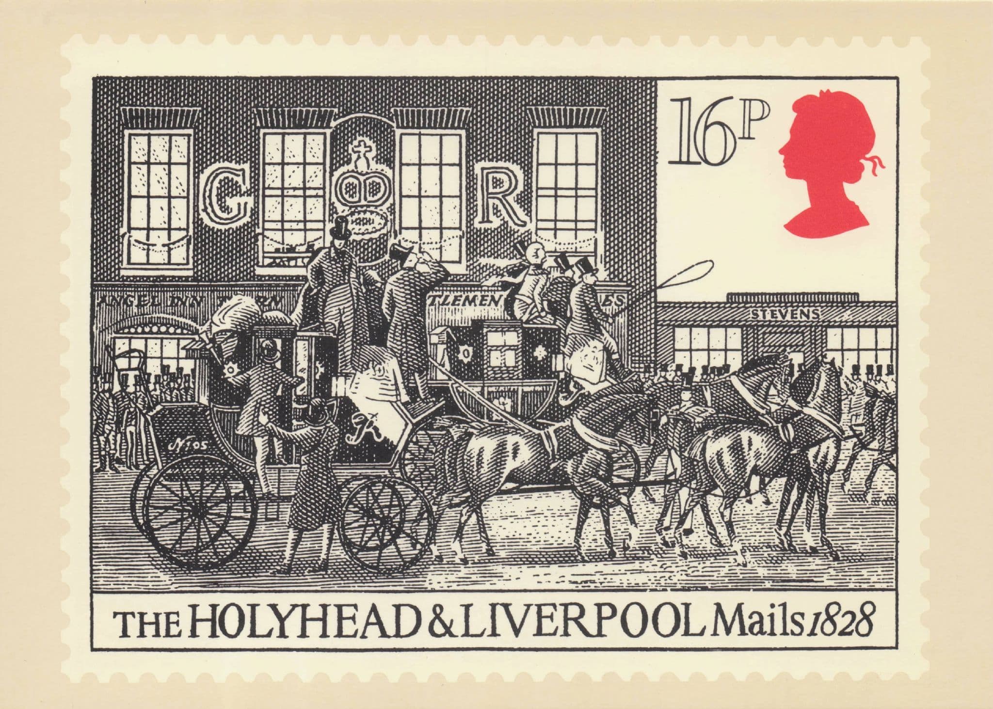 Holyhead & Liverpool Mail Coach Victorian Transport Painting Postcard