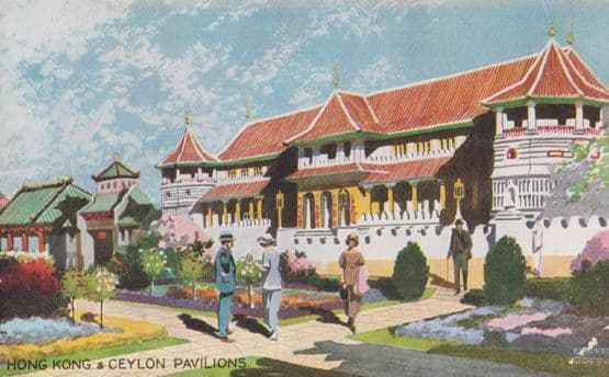 Hong Kong Ceylon Pavillion Franco Exhibiion Antique London Postcard