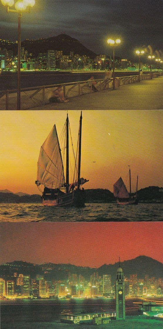 Hong Kong City at Night 3x Postcard