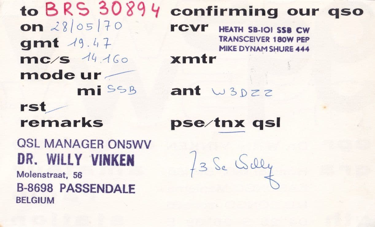 Hopital Hospital Belgian Congo African Amateur Radio Station QSL Card
