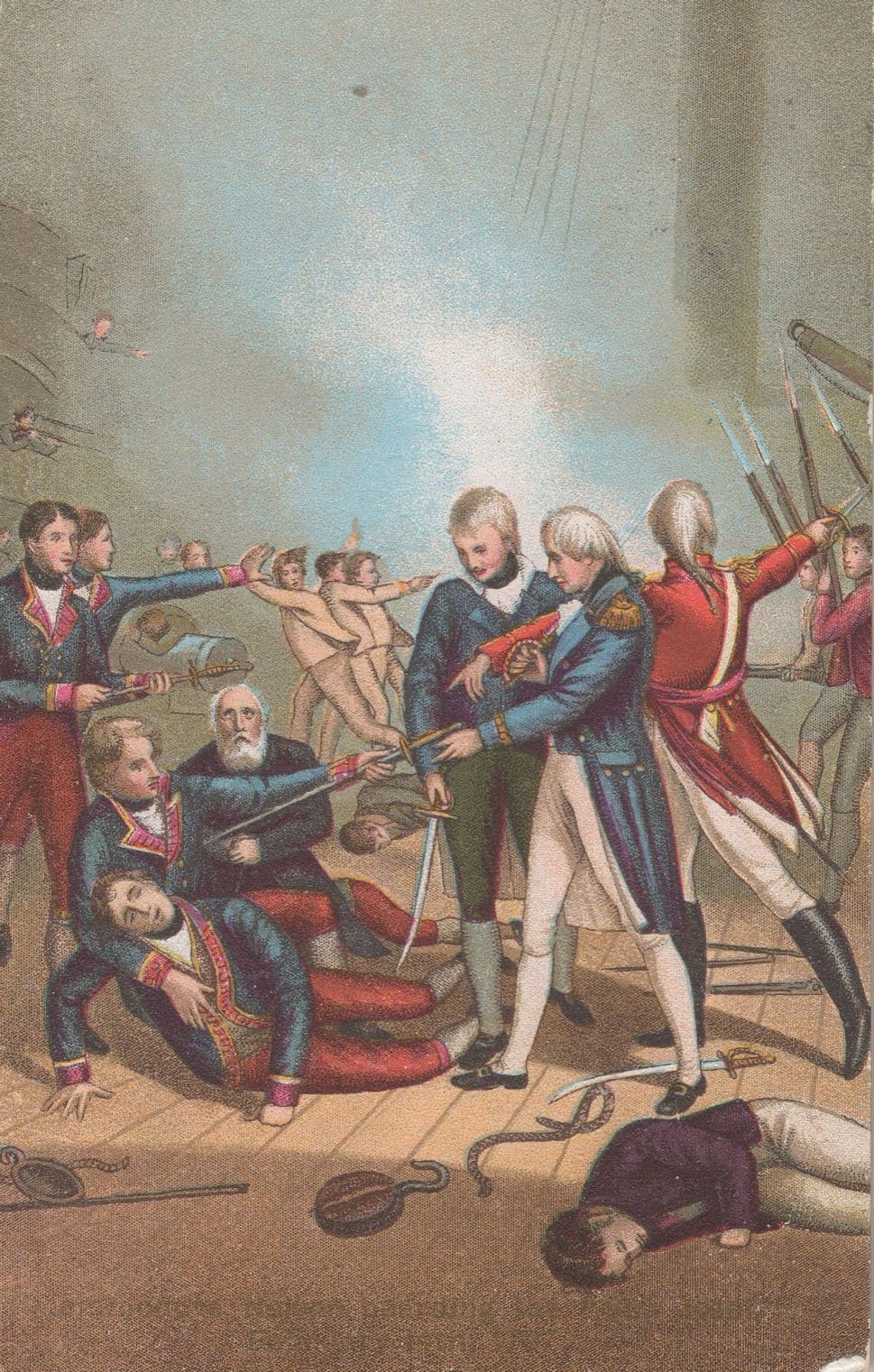 Horatio Nelson Boarding San Jose Ship in 1797 Antique Postcard