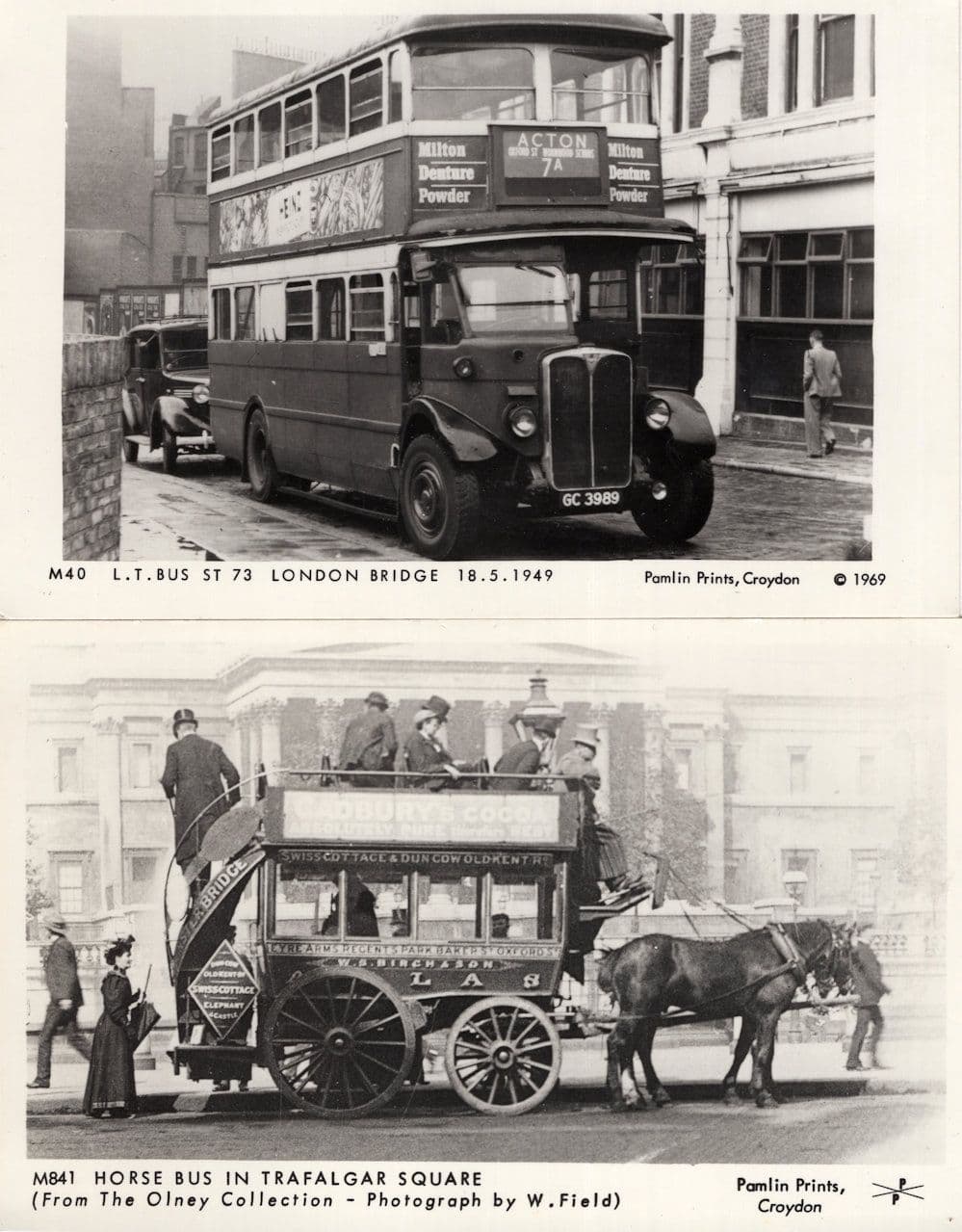 Horse Bus In Trafalgar Square London Bridge 2x London Bus Postcard s