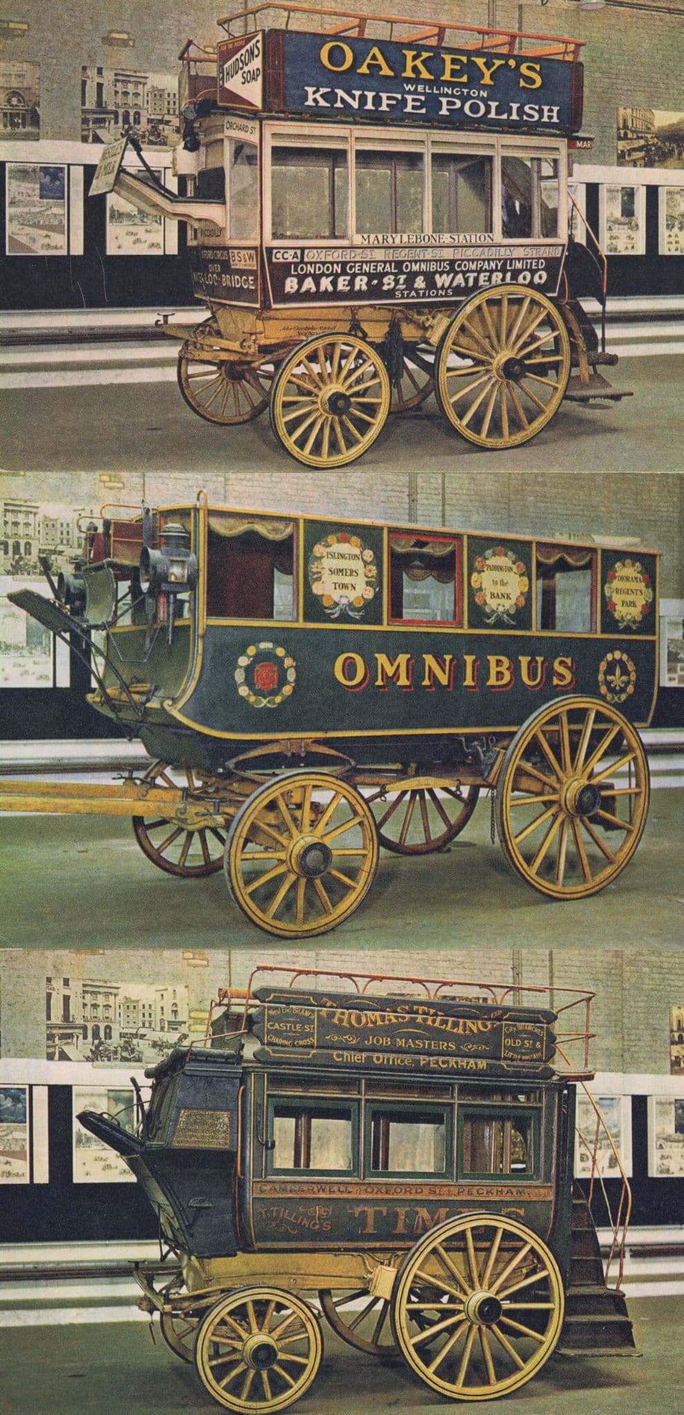 Horse Omnibus 3x Knife Polish London Postcard s