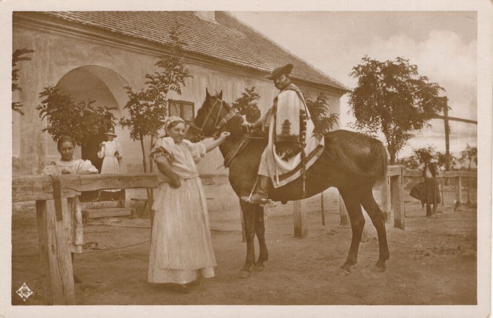 Hortobagy Hungary Mexico Cowboy Poncho Costume Real Photo Old Postcard