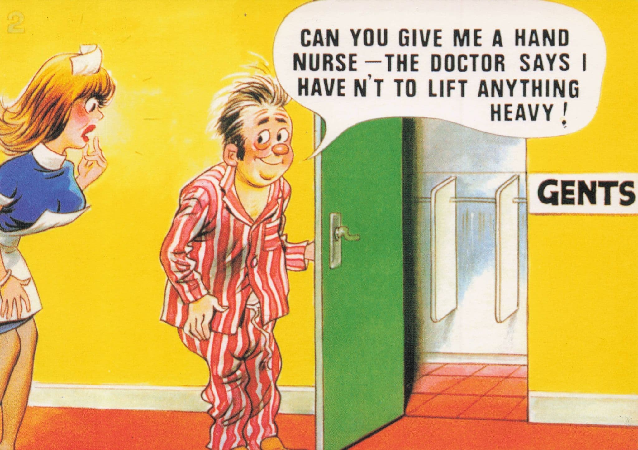 Hospital Man Needs Sexy Nurse Help For Toilet Bamforth Comic Postcard